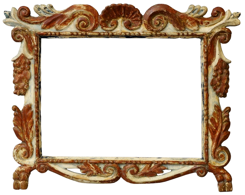 An Italian Carved, Polychrome Painted and Parcel Gilded Auricular Frame, 17th century,