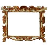 An Italian Carved, Polychrome Painted and Parcel Gilded Auricular Frame, 17th century,