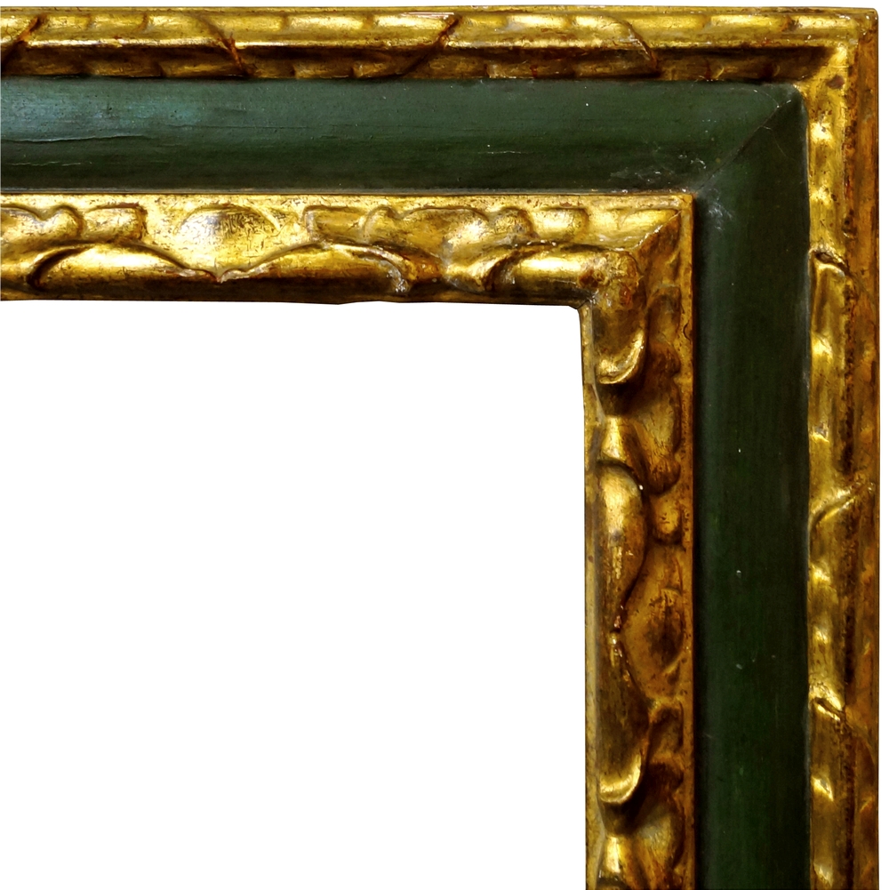 A Spanish Polychrome Painted and Parcel Gilded Cassetta Frame, 18th century,