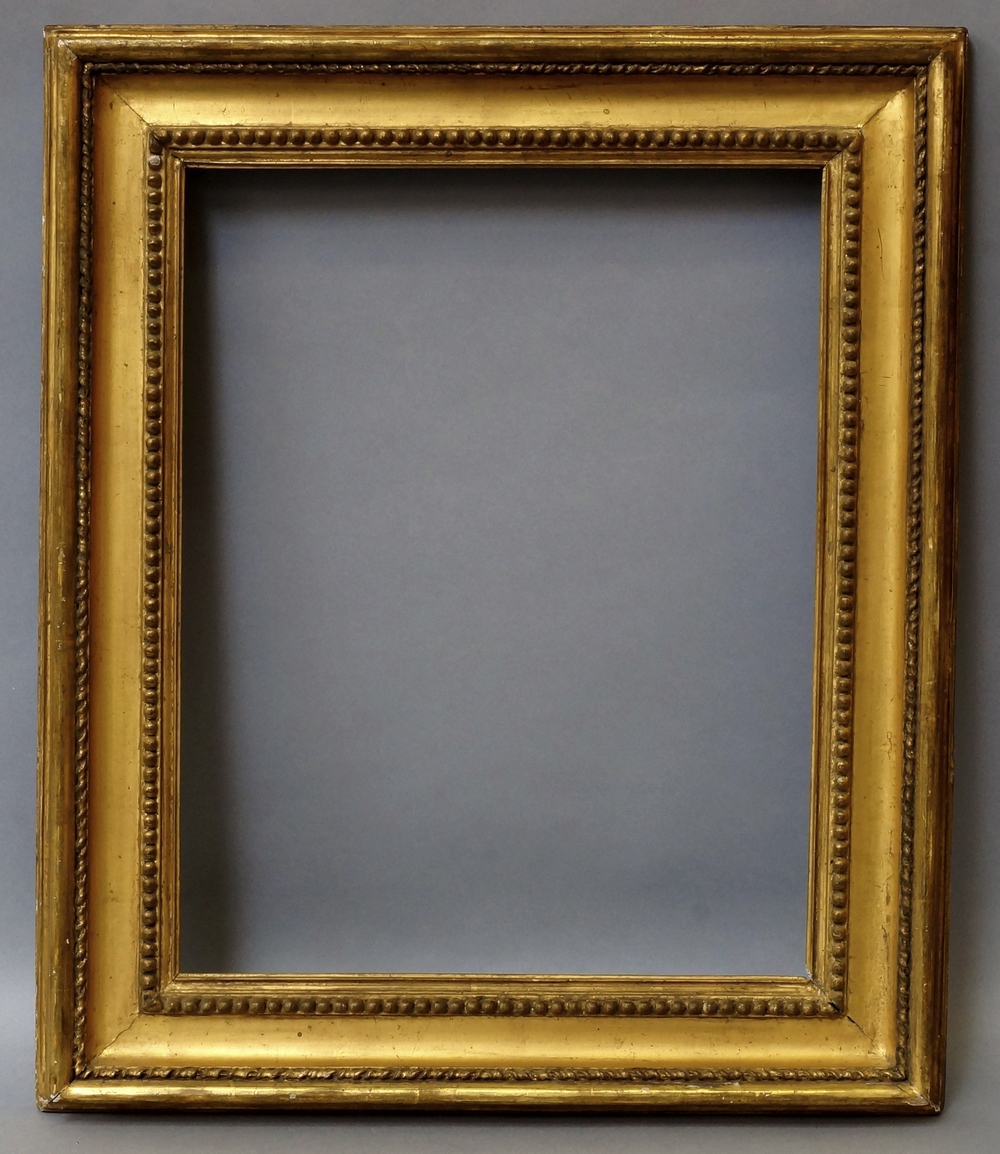 An English Gilt Composition Frame, early 19th century, with cavetto sight, pearl beaded course, - Image 2 of 4