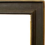 An Italian Black Painted Cassetta Frame of Large Proportions, 17th century, with parcel gilt sight,