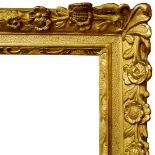 A French Carved and Gilded Louis XIV Lebrun Convex Frame, 17th century, panel and scroll work sight,