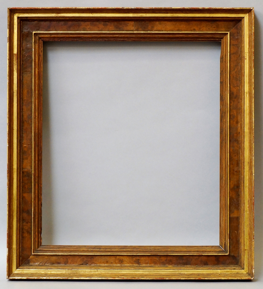 A Flemish Fruitwood Veneered and Parcel Gilded Frame, early 19th century, with stepped sight, - Image 2 of 2