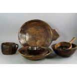 An Ash dairy bowl, 19th century, 28cm wide; together with a sycamore bowl,