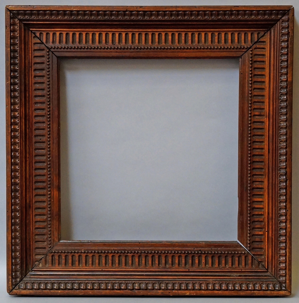 An Italian Carved Nutwood Frame, early 19th century, with cavetto sight, beaded course, - Image 2 of 2