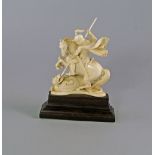 A Continental school ivory sculpture of St. George and the Dragon, possibly Dieppe, late 19th