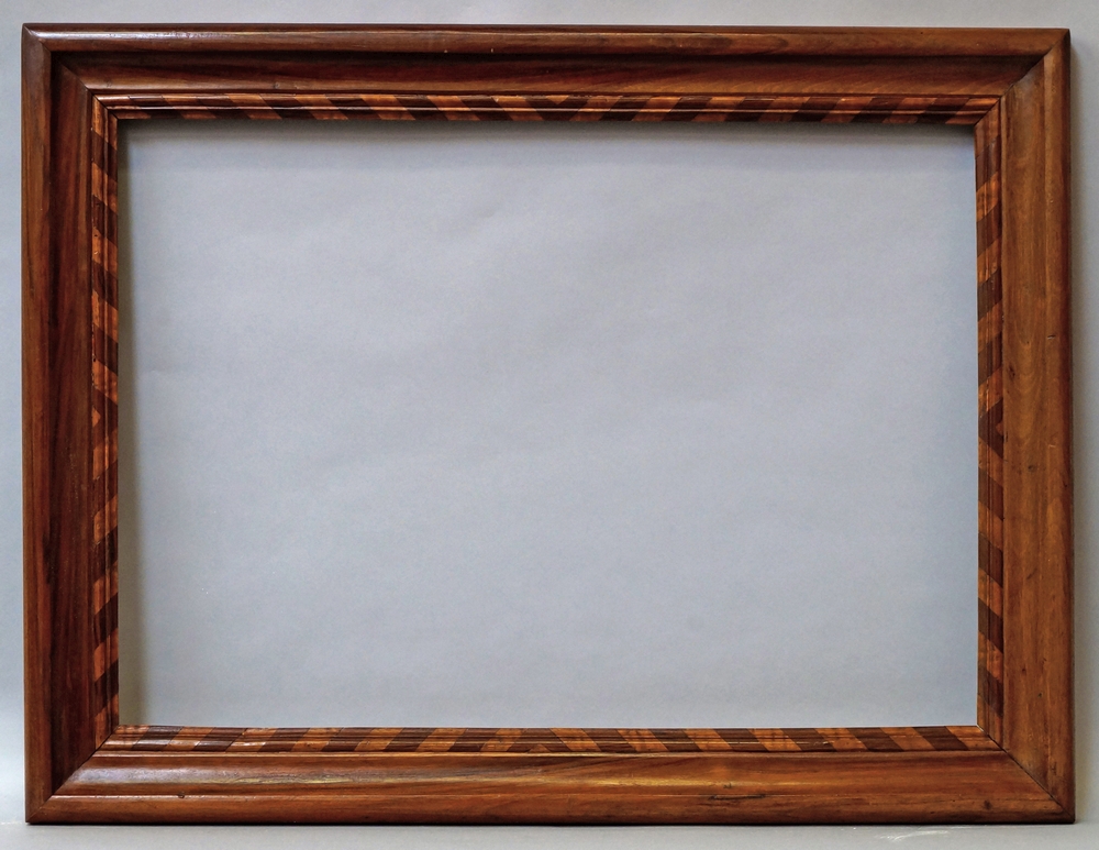 A Pair of Dutch Nutwood Frames, early 19th century, each with raked marquetry and cavetto sight, - Image 4 of 4