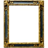 An Italian Carved, Blue Painted and Parcel Gilded Frame, 18th century, with cavetto sight,