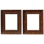 A Pair of French Carved Mahogany Empire Frames, early 19th century, with rais-de-coeur, taenia,