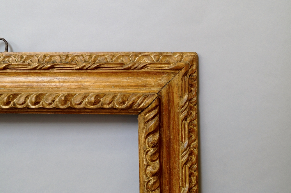 A Tuscan Carved Frame, 16th century, with cavetto sight, raked gadrooned front edge, - Image 2 of 2