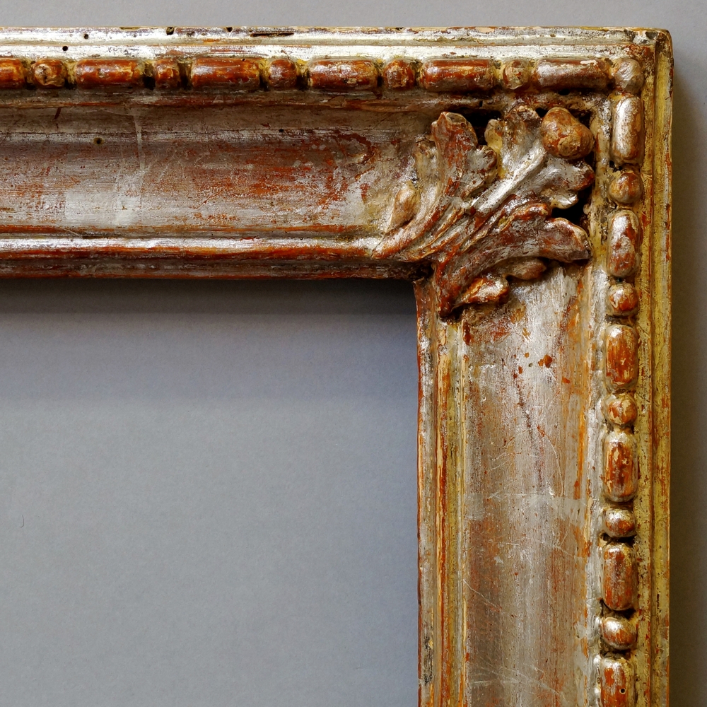 An Italian Carved and Silvered Frame, 18th century, with cavetto sight, - Image 2 of 2