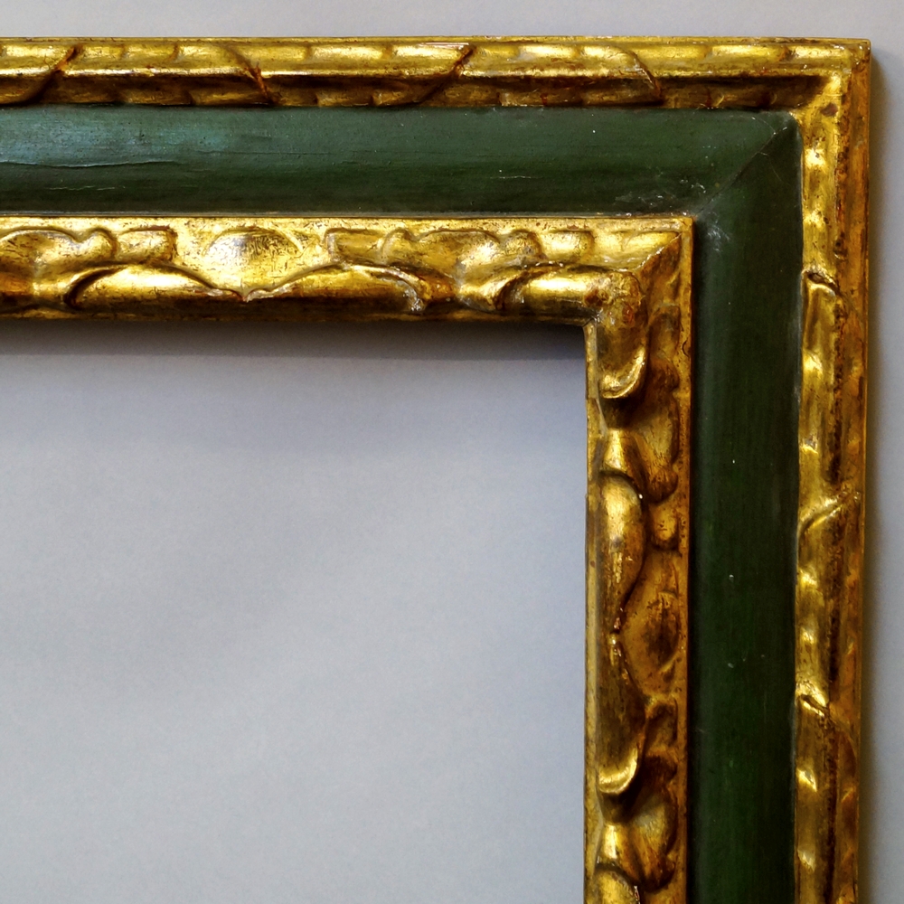 A Spanish Polychrome Painted and Parcel Gilded Cassetta Frame, 18th century, - Image 2 of 2