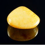 A Chinese yellow jade miniature boulder, 4.5cm high, together with a Chinese bronze scent bottle and