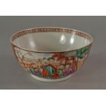 A Chinese Mandarin pattern porcelain bowl, 18th/19th century, decorated with panels of Chinese