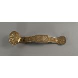 A Chinese gilded and metal ruyi sceptre, 20th century, moulded with Shou symbols,