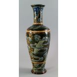 A Doulton Lambeth baluster vase, decorated by Edward Dunn, with fish amongst seaweed, impressed