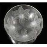 Rene Lalique, French 1860-1945 'Lys' opalescent glass bowl, designed 1924, the floral design