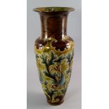 A large Doulton Lambeth vase, decorated by Eliza Simmance, with fish swimming amongst seaweed,