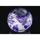 A Val Saint Lambert acid etched cameo glass vase, of globular form with purple honeysuckle