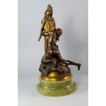 Theodore Riviere, French, 1857-1912, a bronze model of a man and woman entitled Carthage, signed