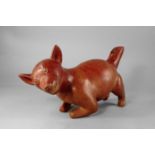 A Colima style glazed teracotta dog effigy, possibly Pre Columbian Protoclassic, 10 B.C.-250 A.D.