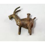 A Luristan bronze goat form bottle, c. 500-700 B.C, modelled in the round, 8.5cm wide CONDITION