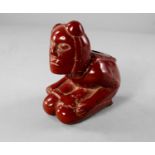 A First Nations Mississipian style carved red stone figural effigy 'peace' pipe, 19th/ 20th Century,