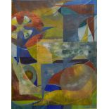 Mary King, British 20th/21st century- "Flowing River" circa 1987; mixed media, signed, 60x43cm,