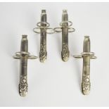 Christofle: A set of four French silver plated novelty asparagus tongs,