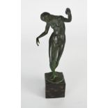 Nicolaus Wendelin Schmidt, German b.1883- A green patinated bronze figure of a naked maiden, c.