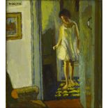 Charles James McCall, British 1907-1989- "Girl in Doorway"; oil on board, signed and dated 78,