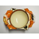 A Clarice Cliff Bizarre 'Orange Chintz' pattern, 'Daffodil' shape grapefruit bowl, 1930s,