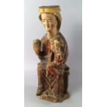 A Continental polychrome wood sculpture of the Virgin and Child, 14th/15th century, modelled