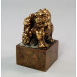 A Chinese gilt bronze seal, 20th century,