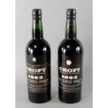 Two bottles of Croft Port 1963, ullages to mid neck, labels fair to good,