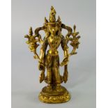 A Sino-Tibetan gilt bronze figure of Manjushri, 19th century,