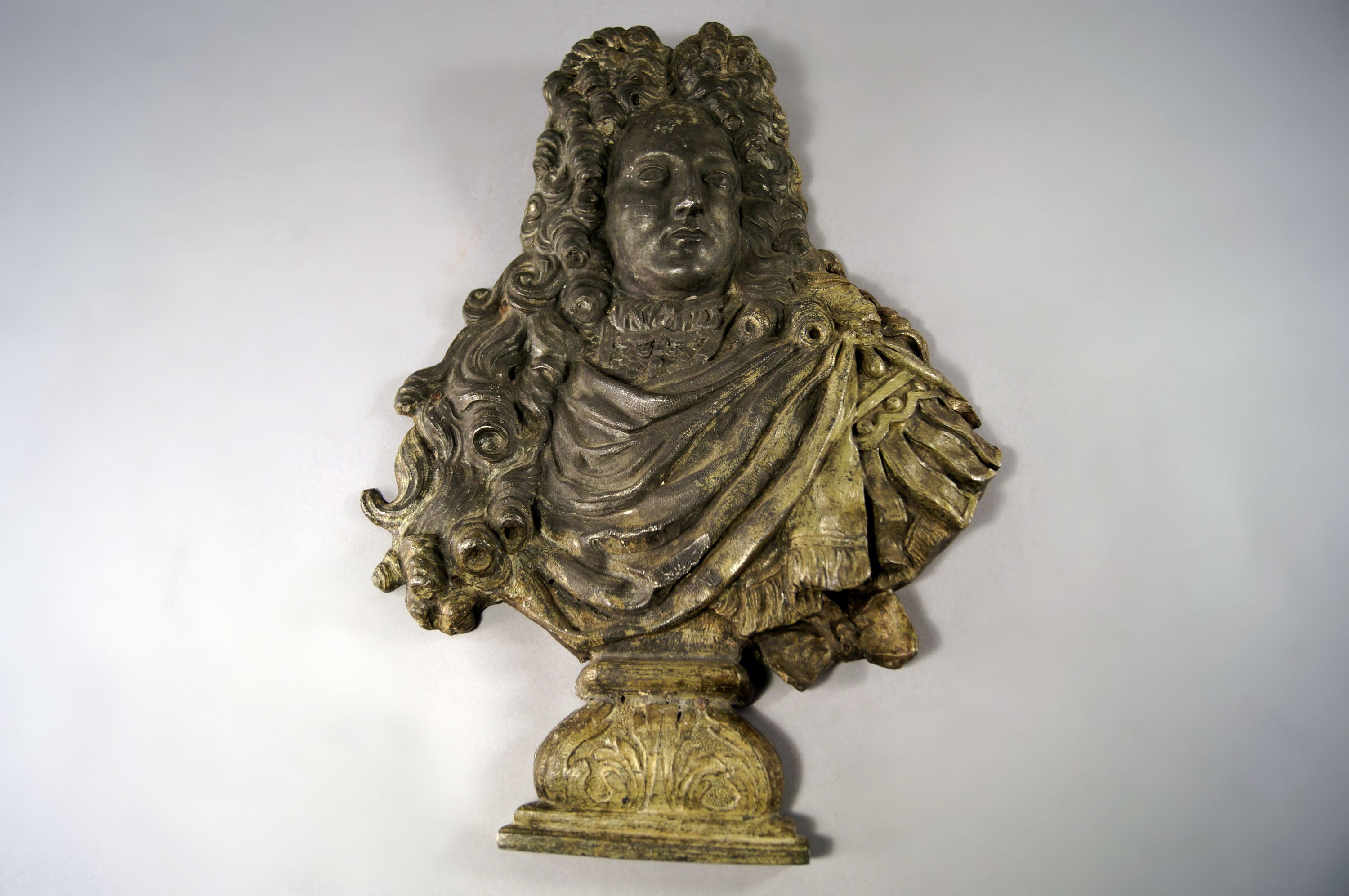 A lead relief plaque of a gentleman, probably Prince George of Denmark (1653 - 1708), husband of