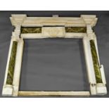 An Adam style white and green marble fireplace, 19th century, with break front rectangular cornice,