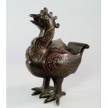 A Chinese bronze incense burner, late 19th/20th century, in the form of a phoenix,