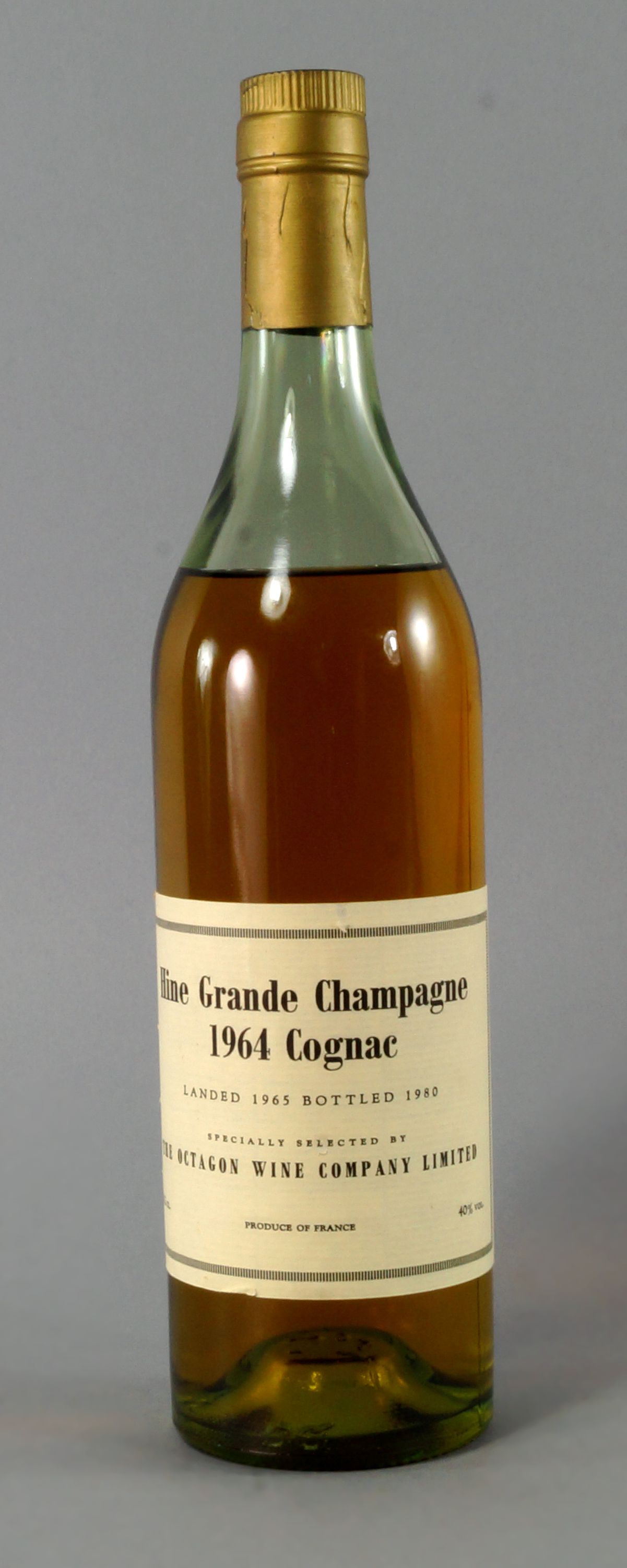 A Bottle of Hine Grand Champagne Cognac 1964, landed 1965, bottled 1980,