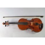 A French viola, late 19th/early 20th century, in the Stradivarius manner, 66.5cm long, and bow,