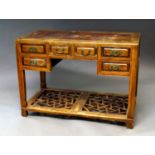 A Chinese hardwood desk, late 19th/early 20th century,