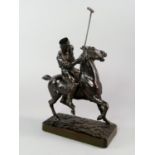 Walter Roche, British, 19th century, a bronze model of a Polo player, signed and dated to base 'W.