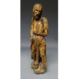 A fragmentary carved wood sculpture of a bearded man, possibly St John the Baptist, 17th/18th