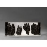 Four bronze plaques, 18th/19th century, probably part of an alter piece depicting a preaching scene,