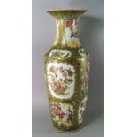 A large Chinese Canton porcelain vase, 19th century, painted in famille rose enamels with