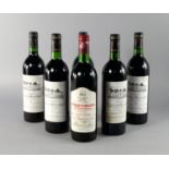 Five bottles of Lafon-Rochet 1981, ullages to lower neck/top shoulder,