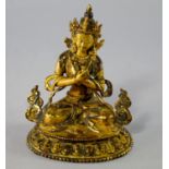 A Sino-Tibetan gilt bronze figure of Vajradhara, early 20th century,