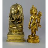 A Sino-Tibetan gilt bronze figure of Padmapani,