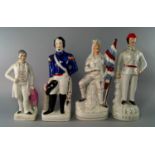 A collection of sixteen large Staffordshire figures, 19th century,